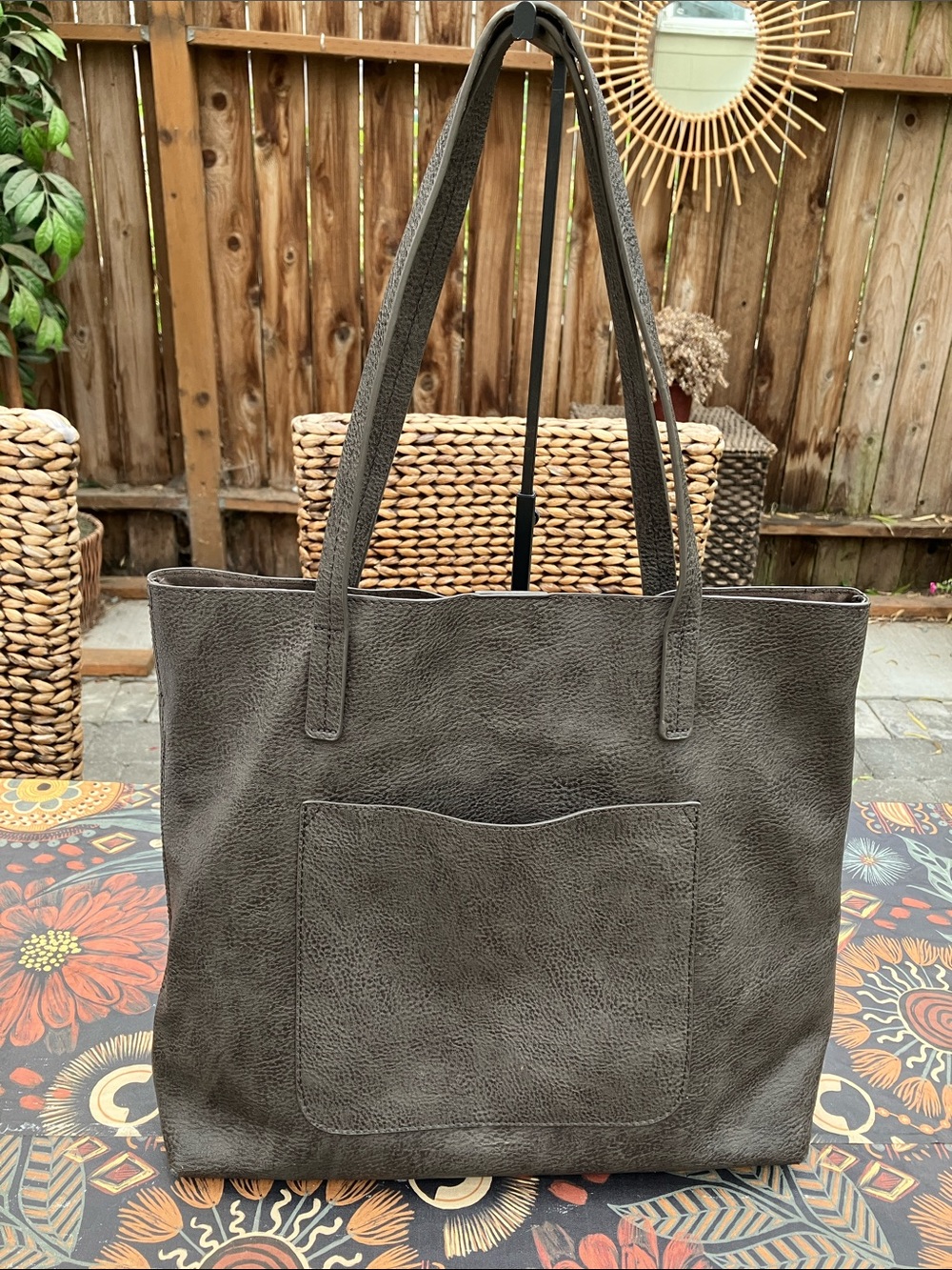Joy Susan Classic 2 Piece Faux leather and suede hobo tote set